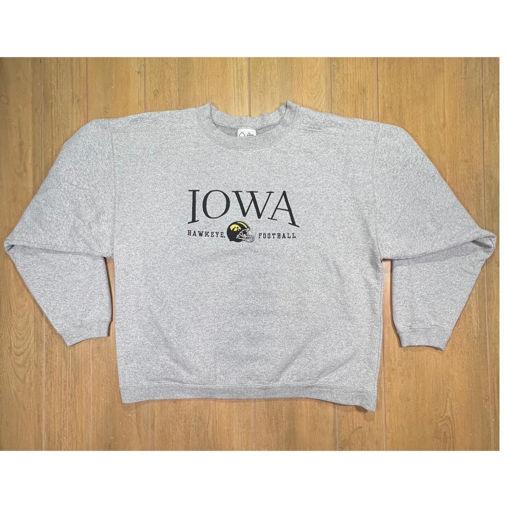 The Cotton Exchange Iowa Hawkeyes Football Sweatshirt Gray Mens Lg Made‎ in USA